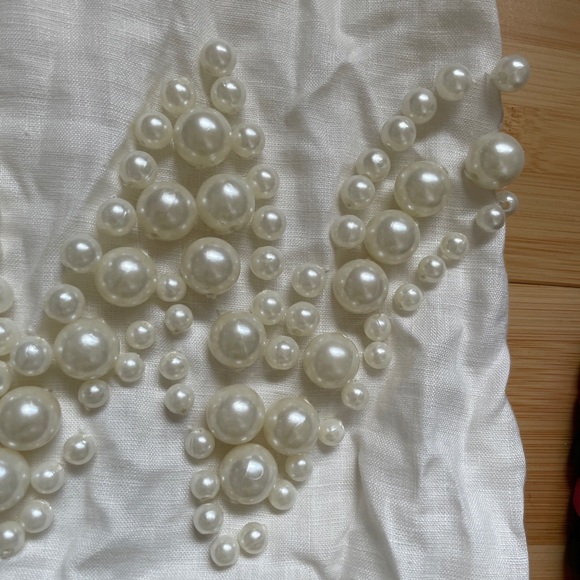 Heavy Embellished Pearl Cocktail White Mini Dress - Picture 6 of 7